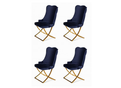 4x Stühle Stil modern Farbe blau bequem weich Stoff Esszimmer neu