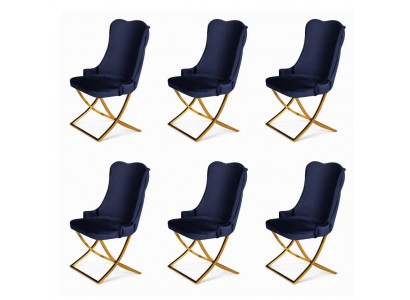 6x Stühle Stil modern Farbe blau bequem weich Stoff Esszimmer neu