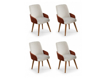 4x Stühle Stil modern Farbe weiß neu Esszimmer weich bequem Stoff