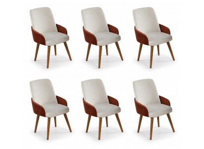 6x Stühle Stil modern Farbe weiß neu Esszimmer weich bequem Stoff