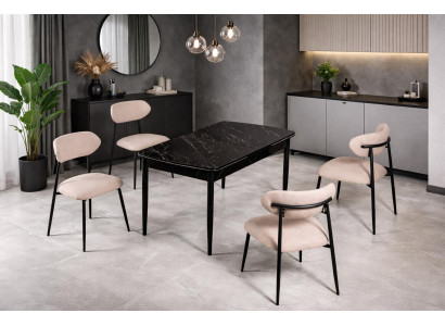 Tisch 4x Stühle Esszimmer Stil modern Farbe schwarz neu ausziehbar