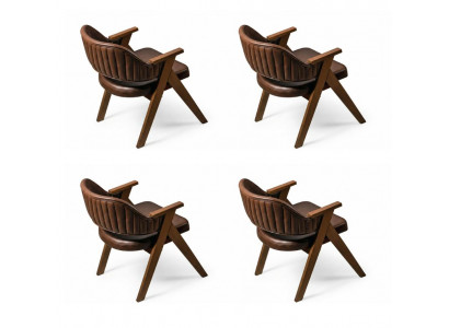 4x Stühle Stil modern Farbe braun neu bequem Wohnzimmer komfortabel
