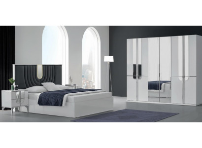 5-tlg. Schlafzimmer-Set mit Bett, Nachttischen, Schrank & Schminktisch