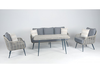 Sofa Set Terrassenmöbel 3-Sitzer Sofa 2x Sessel Couchtisch Modern Set