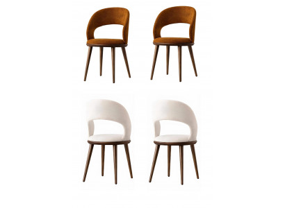 4x Stühle Stil modern Farbe weiß neu bequem Holz weich Esszimmer Stoff