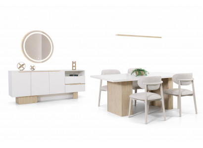 Weiße Esszimmergarnitur Stilvoller Esstisch Edler Sideboard 4x Stühle