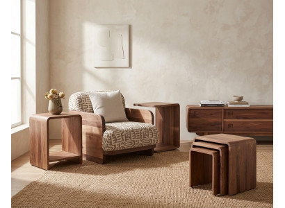Sessel TV Board 3x Couchtisch Wohnzimmer Stil modern Farbe braun neu