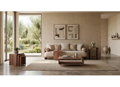3 Sitzer Sofa Coffetisch 3x Couchtisch Stil modern Farbe braun neu