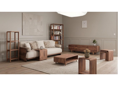3 Sitzer Sofa TV Board Coffetisch 3x Couchtisch 2x Buecherregal modern