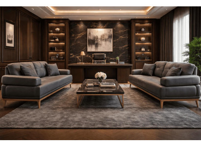 2x 3 Sitzer Sofa Stil modern Farbe schwarz Wohnzimmer neu weich bequem