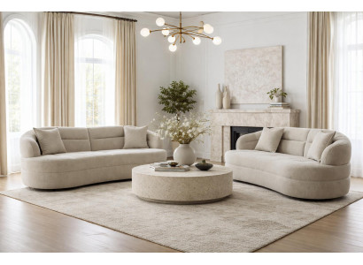 2x 3 Sitzer Sofa Stil modern Farbe beige neu weich bequem Wohnzimmer