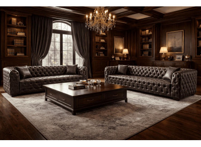 2x 3 Sitzer Sofa Stil modern Farbe schwarz neu weich bequem Wohnzimmer