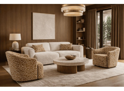3 Sitzer Sofa 2x Sessel Wohnzimmer Stil modern Farbe beige neu bequem