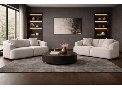 2x 3 Sitzer Sofa Stil modern Farbe beige neu bequem geräumig Wohnzimmer