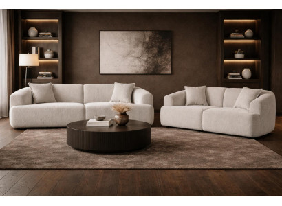 2x 3 Sitzer Sofa Stil modern Farbe beige neu bequem geräumig Wohnzimmer