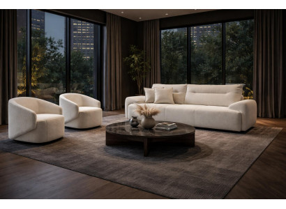 3 Sitzer Sofa 2x Sessel Wohnzimmer Stil modern Farbe weiß Praktisch