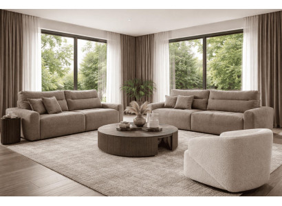 2x 3 Sitzer Sofa Sessel Wohnzimmer Stil modern Farbe grau neu bequem