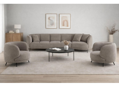 3 Sitzer Sofa 2x Sessel Wohnzimmer Stil modern Farbe grau neu praktisch