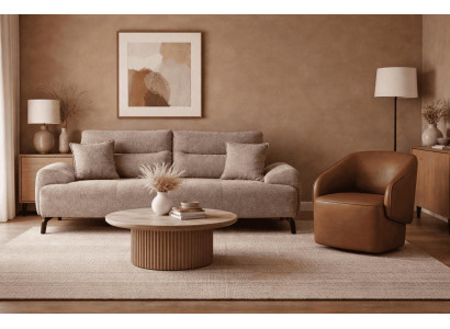 3 Sitzer Sofa Sessel Wohnzimmer Stil modern Farbe braun neu bequem