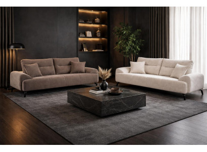 2x 3 Sitzer Sofa Stil modern Farbe weiß braun neu bequem praktisch