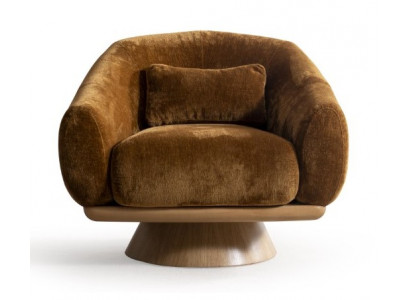 Moderner Braun Sessel Stoff Holz Wohnzimmer Design