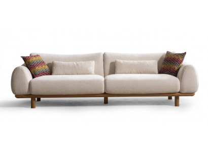 Weiß Viersitzer Sofa Modern Stoff Wohnzimmer Design