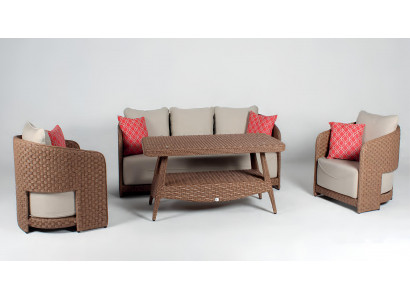 3-Sitzer Sofa Terrassen Set Terrassenmöbel 2x Sessel Couchtisch