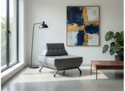 Sessel Grau Modern Kunstleder Gepolstert Metallgestell