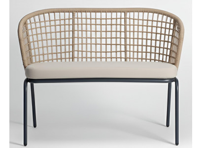 2-Sitzer Rattan Sofa Modern Terrassenmöbel Outdoor Couch Premium