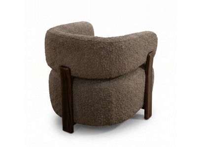 Sessel Modern Braun Boucle Stoff Holz Beine Design Loungesessel Weich