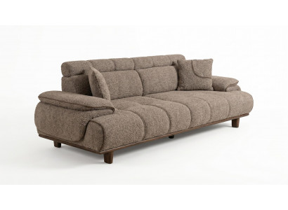 3-Sitzer Sofa Modern Braun Boucle Stoff Luxus Design Polstersofa Edel
