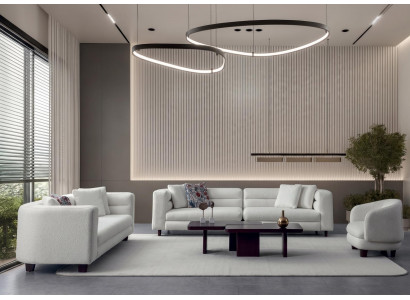 Luxus Sofa Garnitur Minimalistisch Boucle Look Wohnzimmer