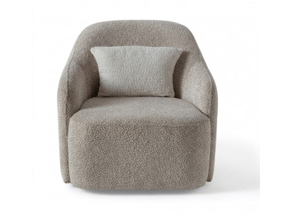 Sessel Modern Kissen Beige Runde kompakte Form Hohe Rückenlehne Neu