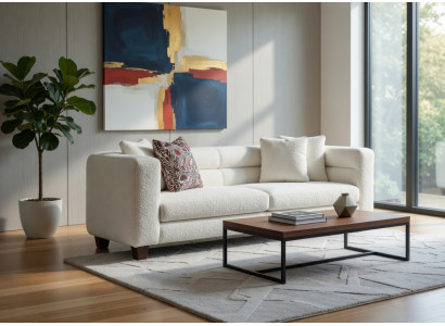 Luxus Couch Creme Weiss Weicher Bezug Elegantes Wohnzimmer Sofa