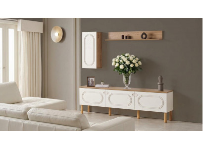 Wohnwand Regal Schrank Regal Stil modern Farbe beige praktisch