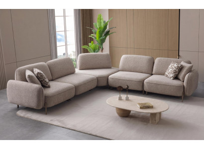 Designer Modulsofa Eckgarnitur weich gepolstert grau