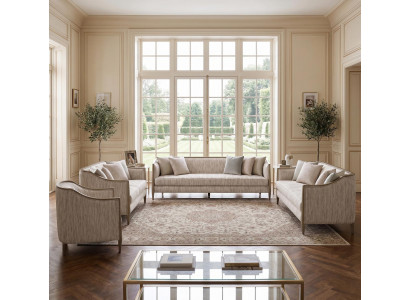 Designer Sofagarnitur modern klare Linien hellbeige