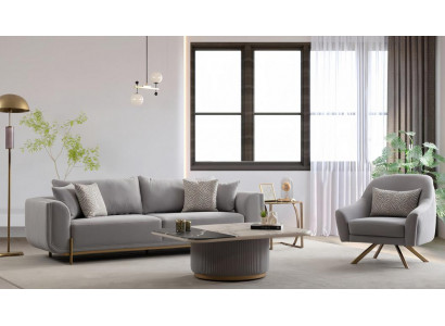 Modernes Sofa Set Grau Wohnzimmer Elegant Luxus Designer Lounge Neu