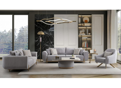 Modernes Sofa Set Hellgrau Luxus Designer Wohnlandschaft Edel Neu
