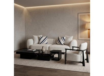 Sofa Set Modern Weiß Couch Set 3 Sitzer Sessel Couchtisch Design