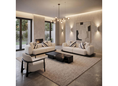 Sofa Set Modern Weiß Couch Set 3+3+1 Sitzer Couchtisch Design