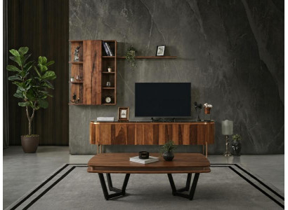 TV-Möbel Oberschrank Couchtisch braun moderner Stil neu