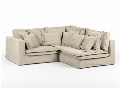 Beiges Ecksofa mit Kissen weiches gemütliches Sofa Wohnzimmermöbel