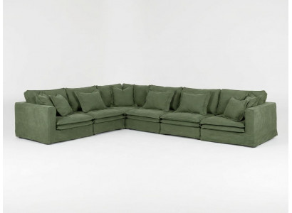 Großes grünes L-förmiges Ecksofa Stoffsofa mit 11 Sitzplätzen modern