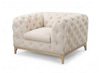 Beiger klassischer Sessel Chesterfield gesteppter Sessel  Wohnzimmer
