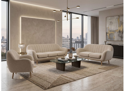 Beiges Wohnzimmer-Set 3+2+1-Sitzer-Sofas moderne Stoffmöbel hochwertige Sofas