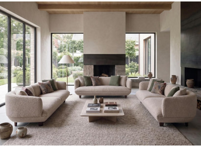Beige Moderne Polstergarnitur Edler 4-Sitzer Polstersofas 3tlg