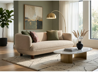 Exklusiver Beiges Polstersofa Designer Creme Sofa Wohnzimmer 3-er