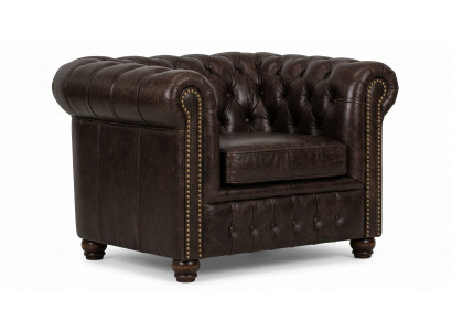 Dunkelbrauner Sessel Chesterfield Gesteppter Sessel Kapitonierung Wohnzimmer