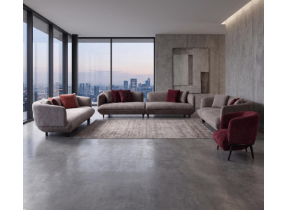 Premium Sofa Ensemble Minimalistisch Grau mit Kissen Couch Möbel Polster